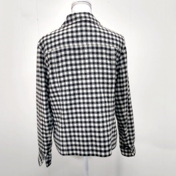 Talbots Womens 14 Black White Buffalo Plaid jacket - Picture 6 of 7